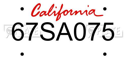 67SA075 California License Plate