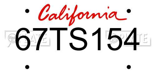 67TS154 California License Plate