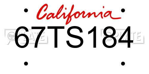 67TS184 California License Plate