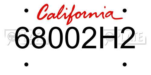 68002H2 California License Plate