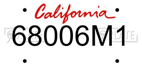 68006M1 California License Plate