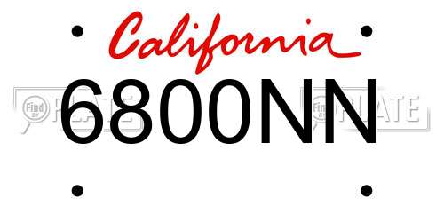 6800NN California License Plate