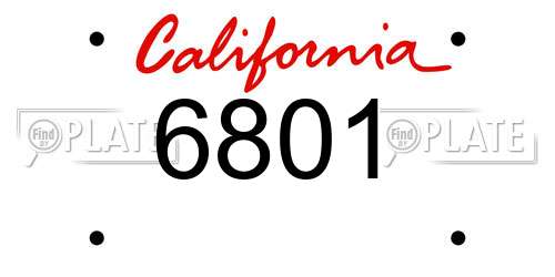 6801 California License Plate