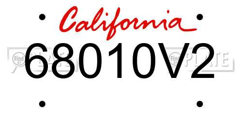 68010V2 California License Plate