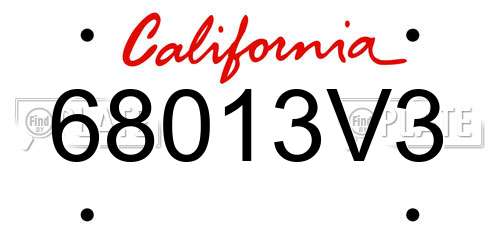 68013V3 California License Plate
