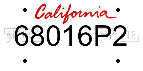 68016P2 California License Plate
