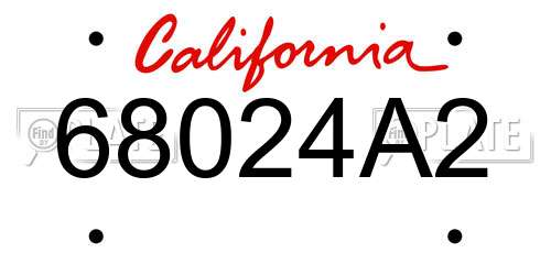 68024A2 California License Plate