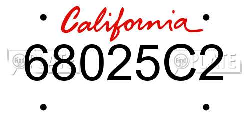 68025C2 California License Plate