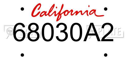 68030A2 California License Plate