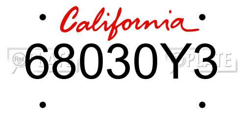 68030Y3 California License Plate