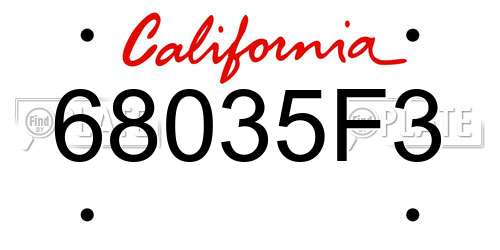 68035F3 California License Plate