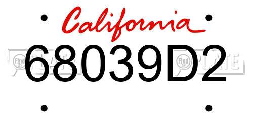 68039D2 California License Plate