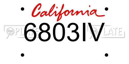 6803IV California License Plate