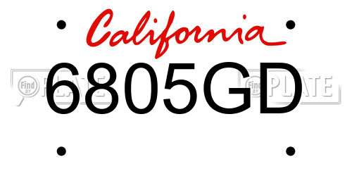 6805GD California License Plate