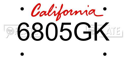 6805GK California License Plate
