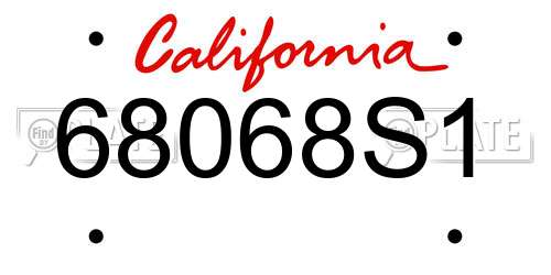 68068S1 California License Plate