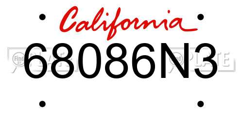 68086N3 California License Plate
