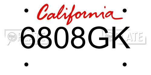 6808GK California License Plate