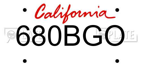 680BGO California License Plate
