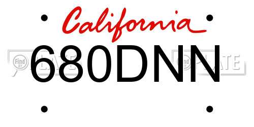 680DNN California License Plate
