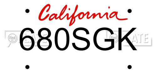 680SGK California License Plate