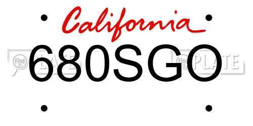 680SGO California License Plate