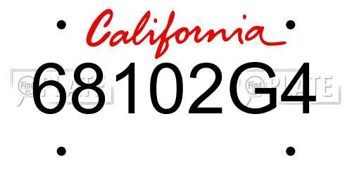 68102G4 California License Plate
