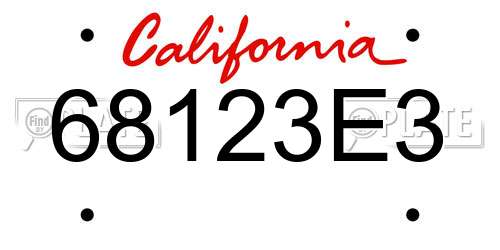 68123E3 California License Plate