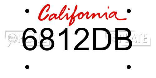 6812DB California License Plate