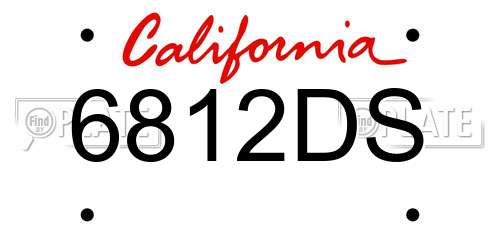 6812DS California License Plate