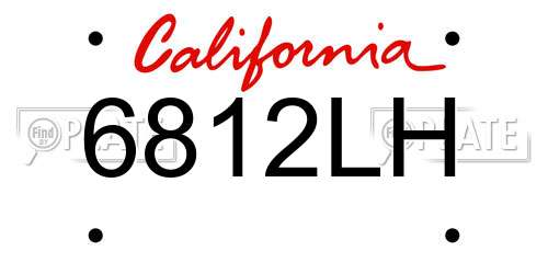 6812LH California License Plate