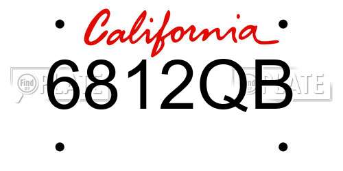 6812QB California License Plate