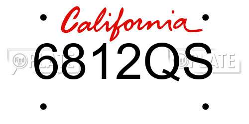 6812QS California License Plate