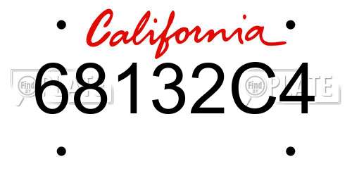68132C4 California License Plate