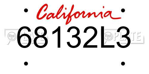 68132L3 California License Plate