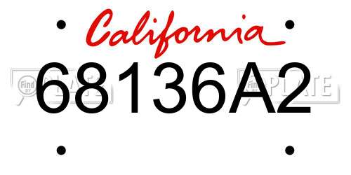 68136A2 California License Plate