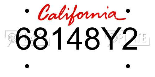 68148Y2 California License Plate