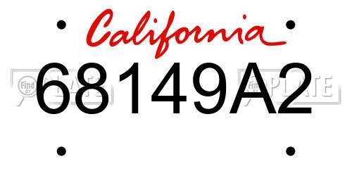 68149A2 California License Plate