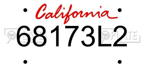 68173L2 California License Plate