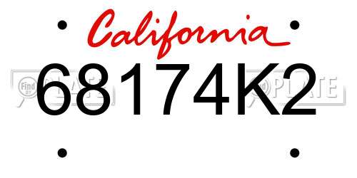 68174K2 California License Plate