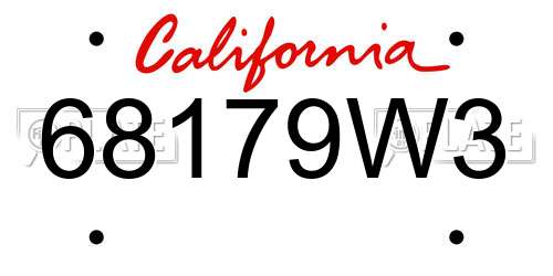 68179W3 California License Plate