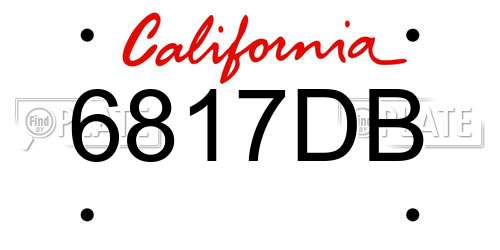 6817DB California License Plate