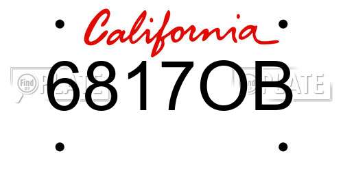 6817OB California License Plate