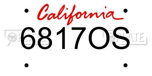 6817OS California License Plate