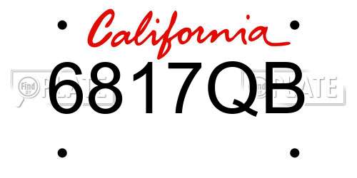 6817QB California License Plate