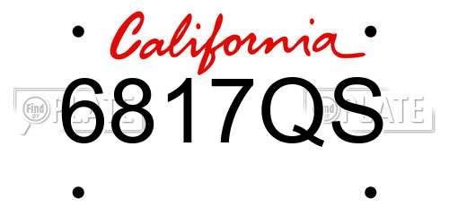 6817QS California License Plate