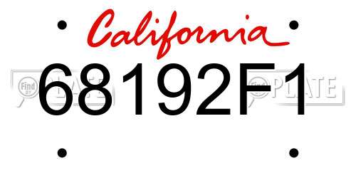 68192F1 California License Plate