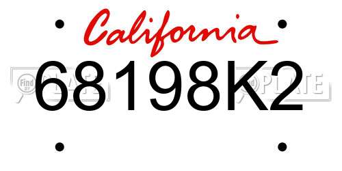 68198K2 California License Plate