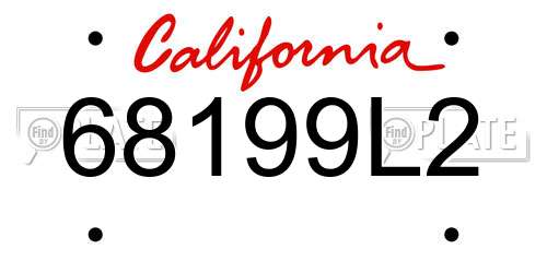 68199L2 California License Plate