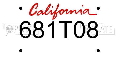 681T08 California License Plate